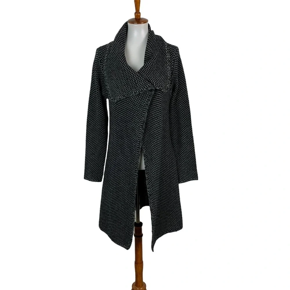 Ronen Chen Cardigan Sweater 1 Wool‎ Blend Gray Long Open Front Minimalist Chic